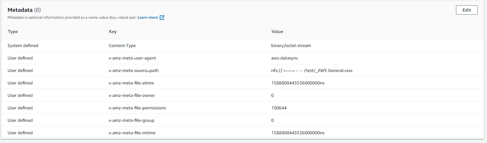 Metadata of source file copied to Amazon S3