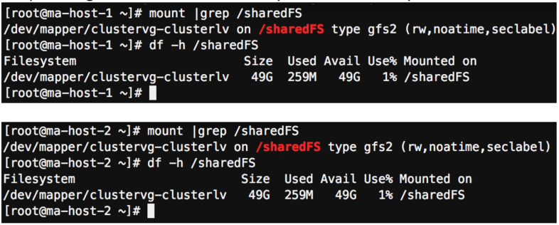 Figure 14 - File system mounted on both hosts