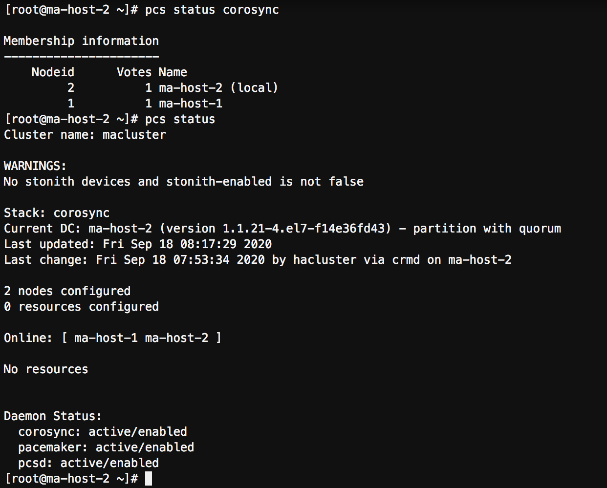 Figure9 - Displaying cluster status