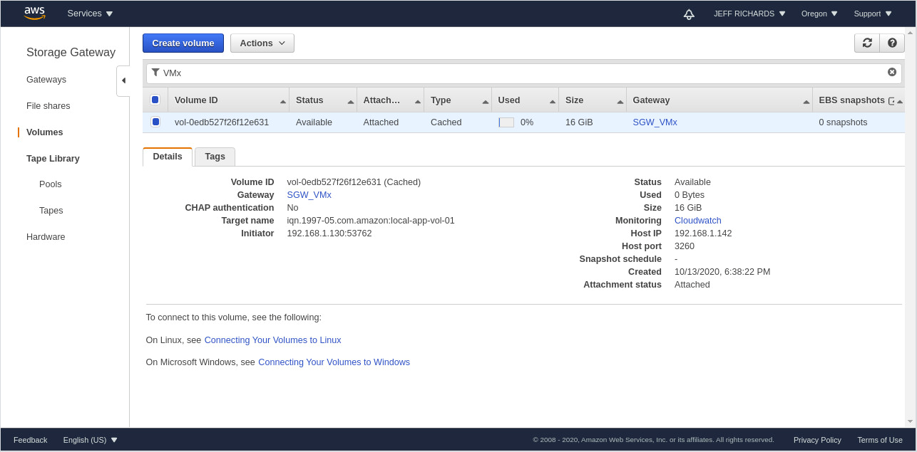 Click on Create Volume, followed by Skip on the CHAP authentication screen (for this exercise, I am skipping CHAP authentication, it is recommended for security).