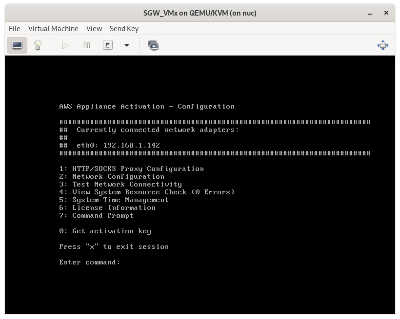 Use the default credentials to log in and you will be at the AWS Appliance Activation - Configruation screen