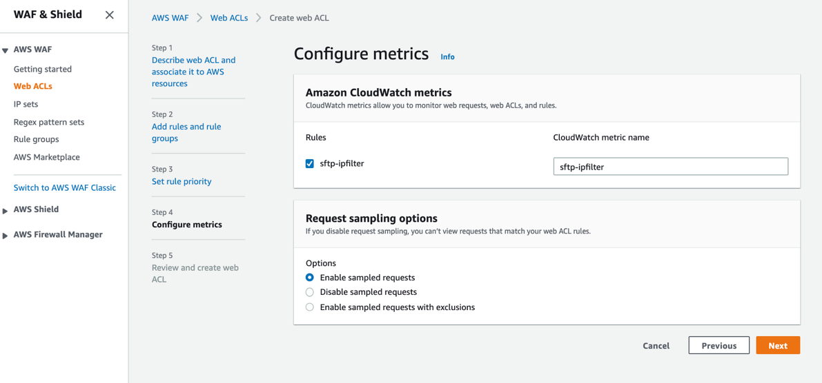 Configure Amazon CloudWatch metrics for AWS WAF