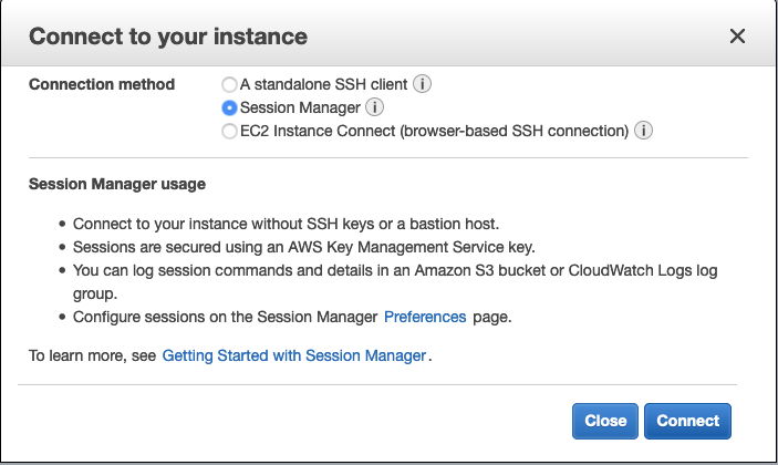 In the AWS Mgmt Console, get a browser-based shell.