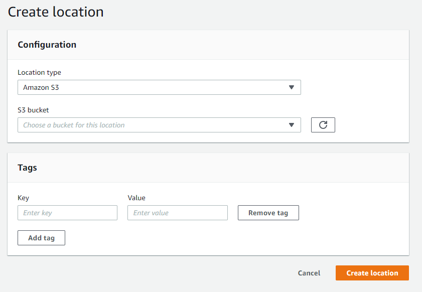 Figure 4 - Create the Amazon S3 location in the destination account