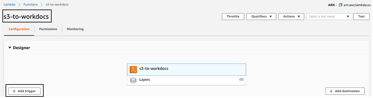 Going to add a trigger to an AWS Lambda function