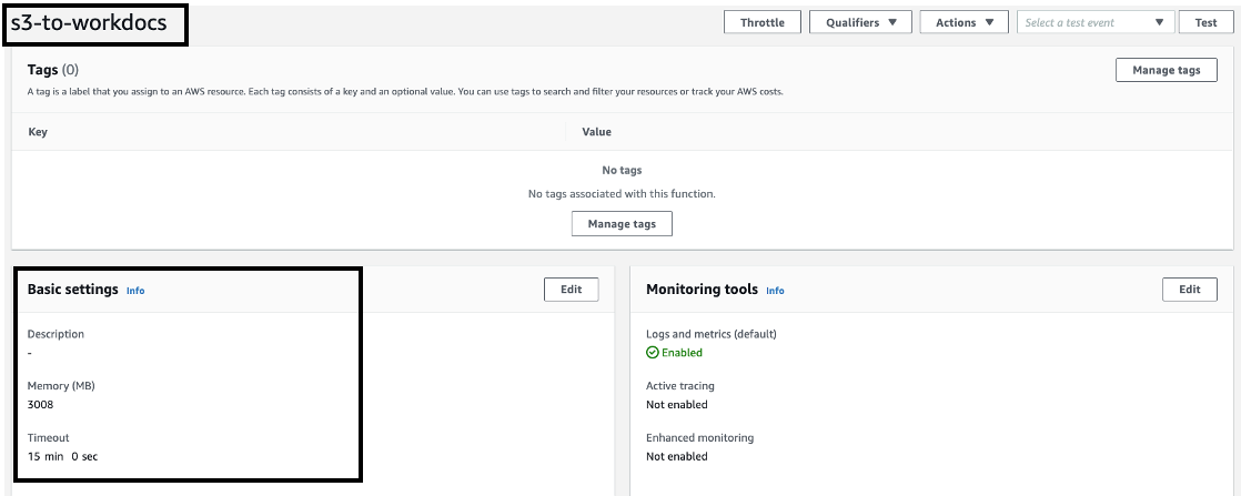Updating Lambda function settings