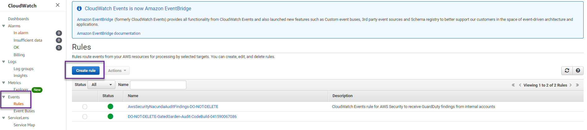 Configure a rule to consume the new state change events coming from AWS Backup.