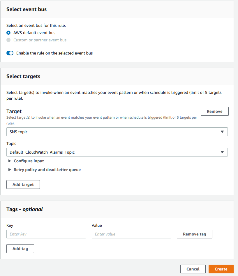 Select your event bus for this rule.
