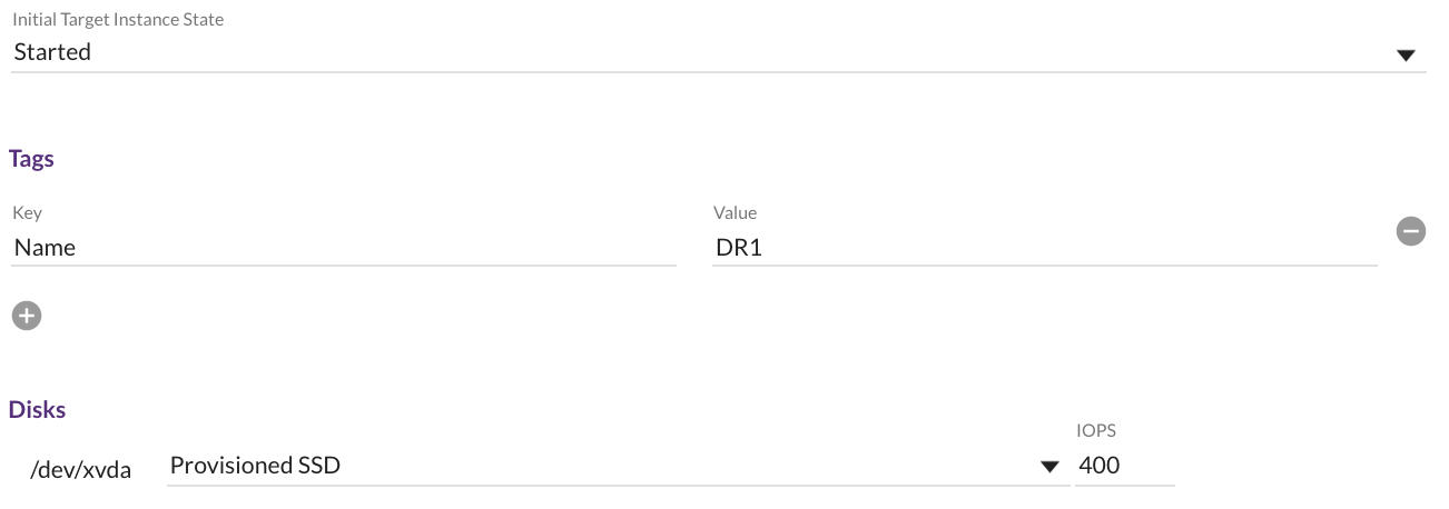 Optional Tags, and Disks in the Bleuprint tab