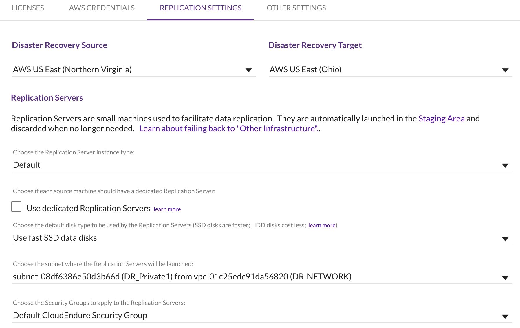 Replication Settings to finish setting up your project