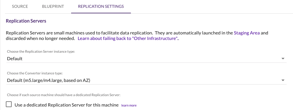 Machine Replication Settings – Replication Server