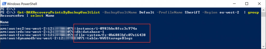 Group the results by the ResourceArn property