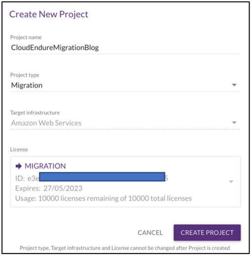 CloudEndure Migration - create a new migration project (1)