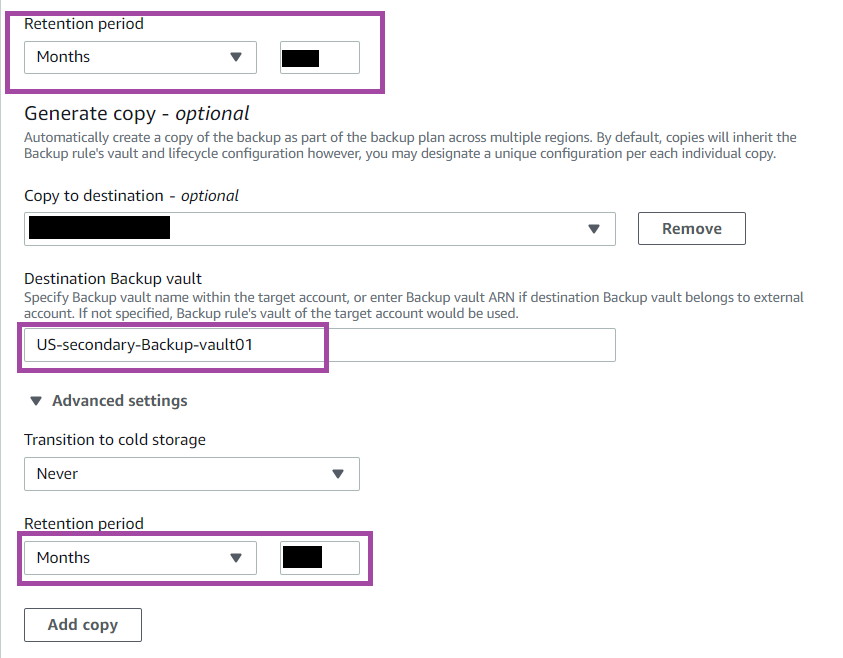 ZS Associates - lifecycle configuration - (we are currently not transitioning any backups to lower tiers as it is only supported for Amazon EFS).
