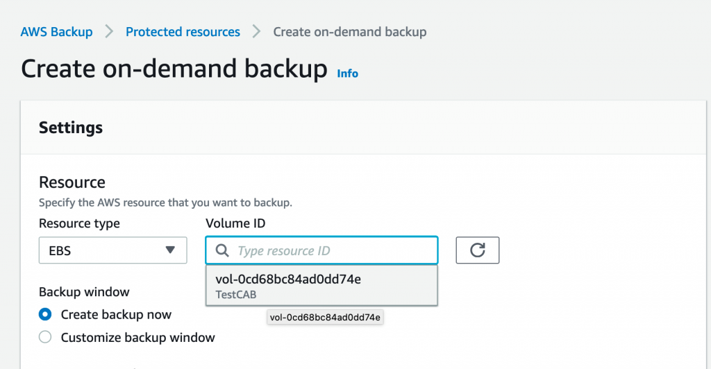 Create on-demand backup - CRAB w encrypted resources and AWS Backup