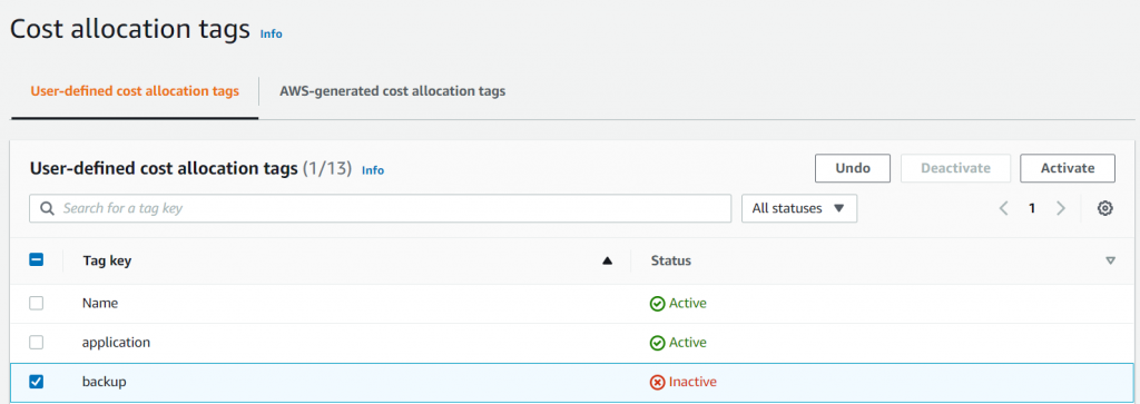 Activate cost allocation tags in the AWS Billing and Cost Management dashboard (1)