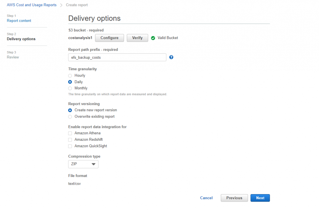 You can create a recurring report that AWS CUR delivers daily to your Amazon S3 bucket (delivery options) (2)