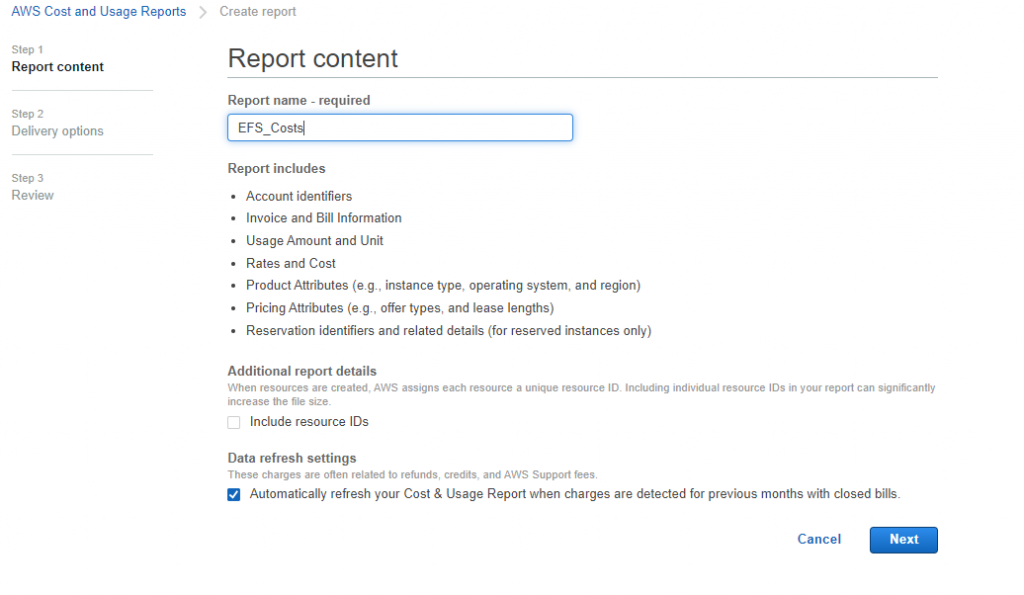 You can create a recurring report that AWS CUR delivers daily to your Amazon S3 bucket (report content) (1)