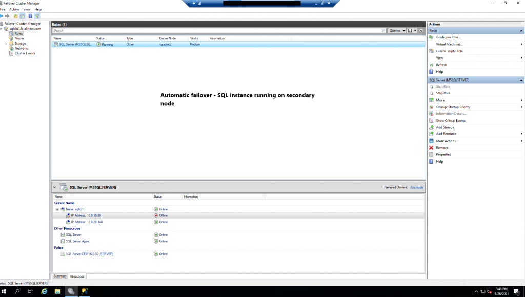 The entire instance is moved to the standby node