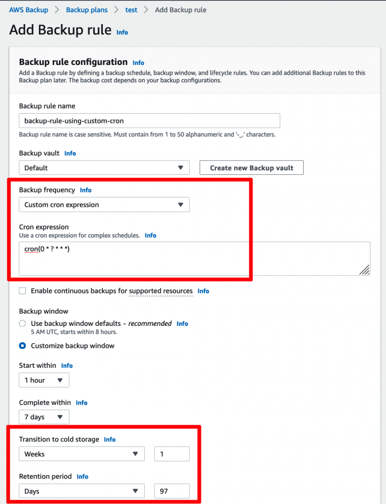 Setting up your backup rule