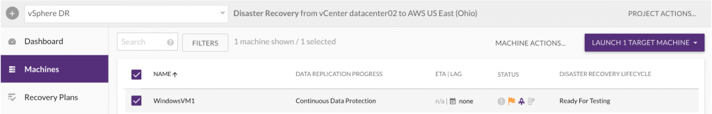 After successfully installing the agent, see replication happening in the AWS staging area based on the specified Replication Settings (1)