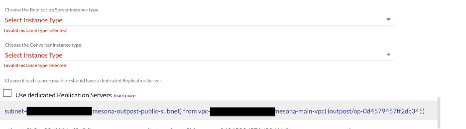 You can recognize an AWS Outposts subnet from a regular subnet in CloudEndure console by an Outposts Id “op-xxxxxxxxxxxxxxxxx” as shown in the following screenshot.