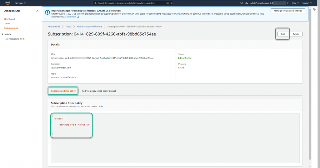 Subscription filter policy - Amazon SNS