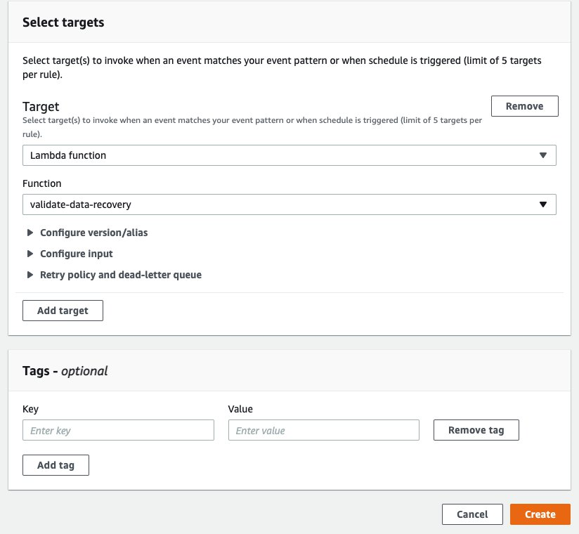 Verify that the new resource contains the data and it can be accessed (recovery validation) - Select targets (1)