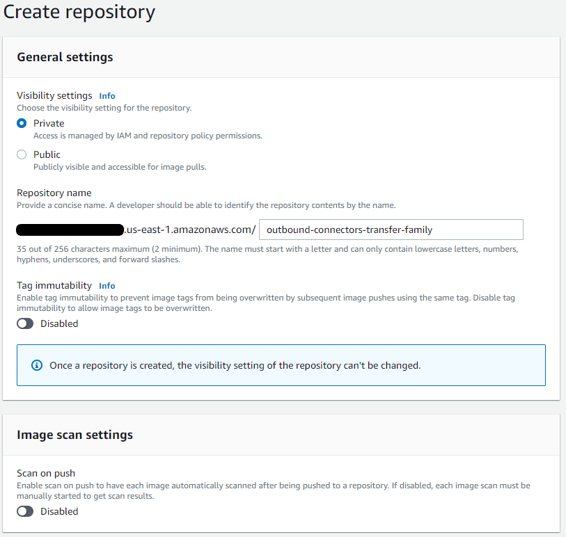 Create a private repository and give your repository a name.