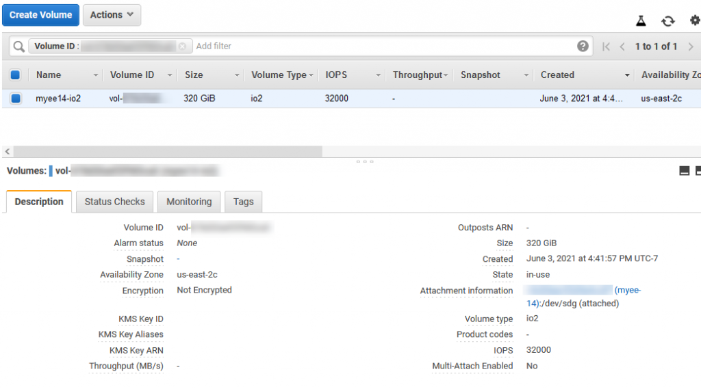 io2 Block Express EBS volume