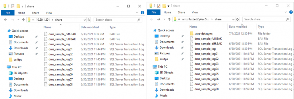 When you start the task, you should see the subsequent changes transferred as differential and transaction log backups to Amazon FSx