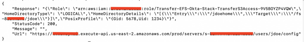 successful login - Using okta as an identity provider with AWS Transfer Family and Amazon EFS