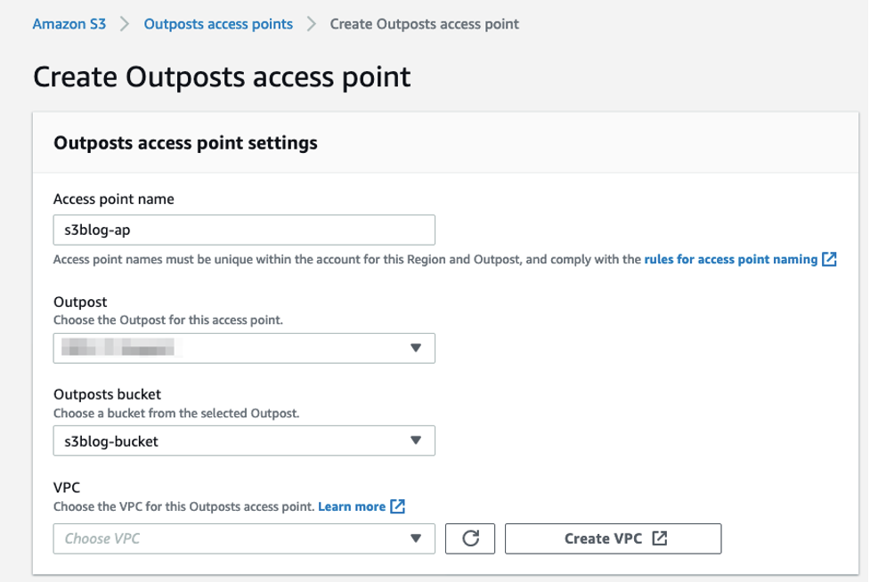 Create Outposts access point