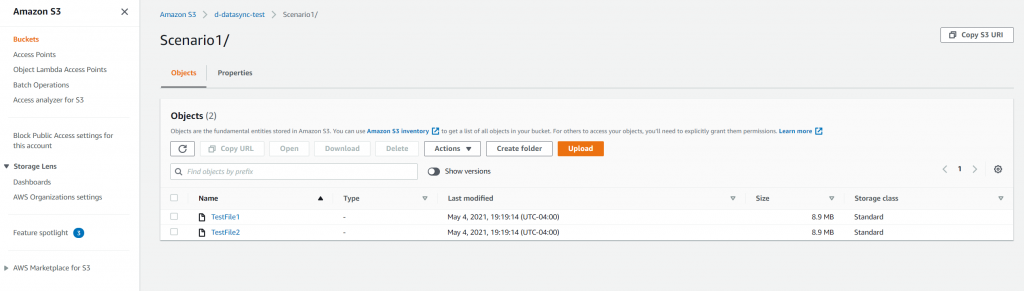 Two objects in a bucket - synchronizing your data to Amazon S3 using AWS DataSync