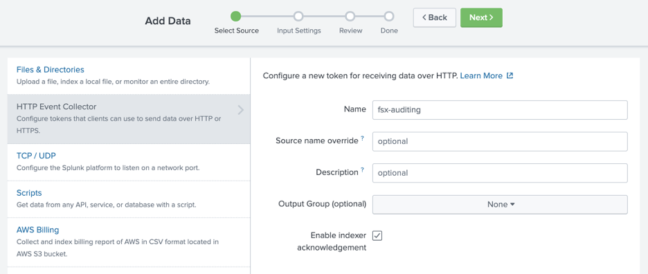 Create an Event Collector Token on Splunk Enterprise