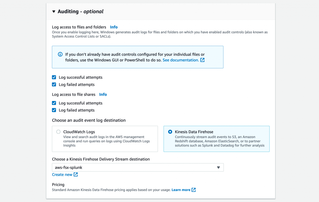 Enable file access auditing - Amazon FSx for Windows File Server