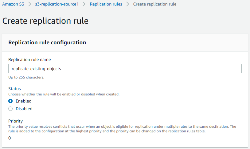 Replication rule configuration