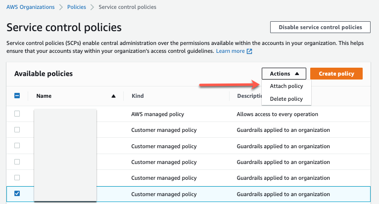 Figure 6 - attach SCP to OU