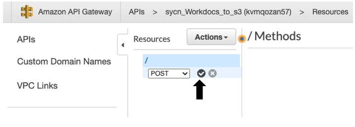 Once you select the POST method, select the checkmark icon