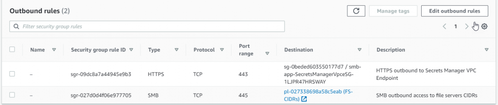 Lambda security group outbound rules