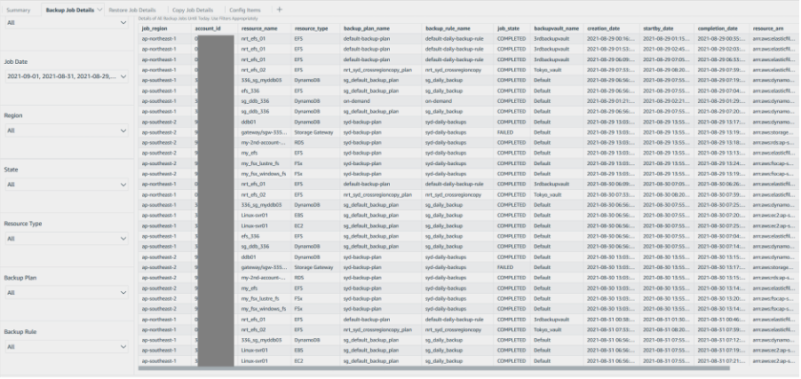Information tabs in visualization dashboard