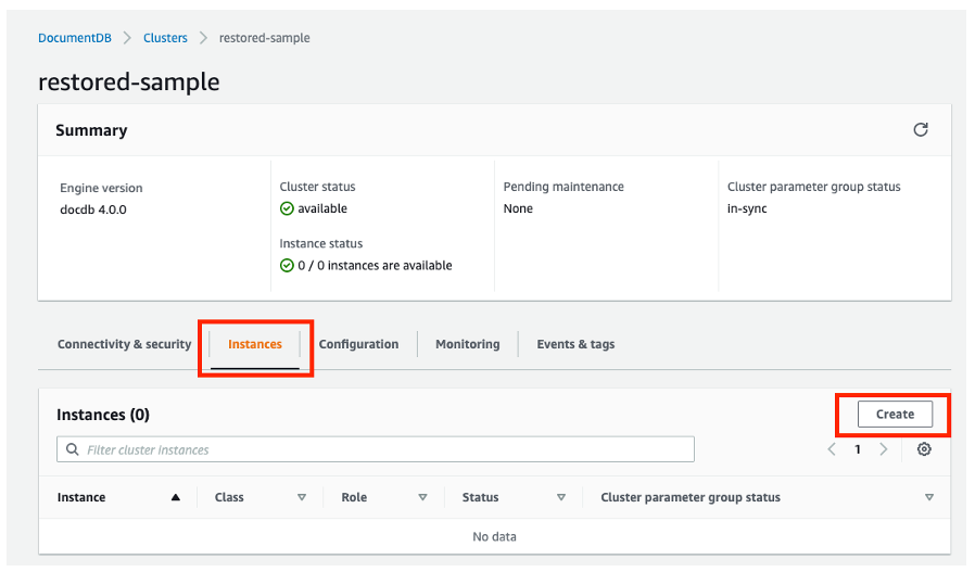 Create restored instances