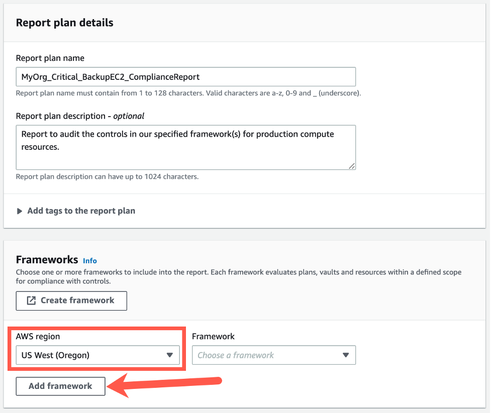 Resource compliance report plan creation