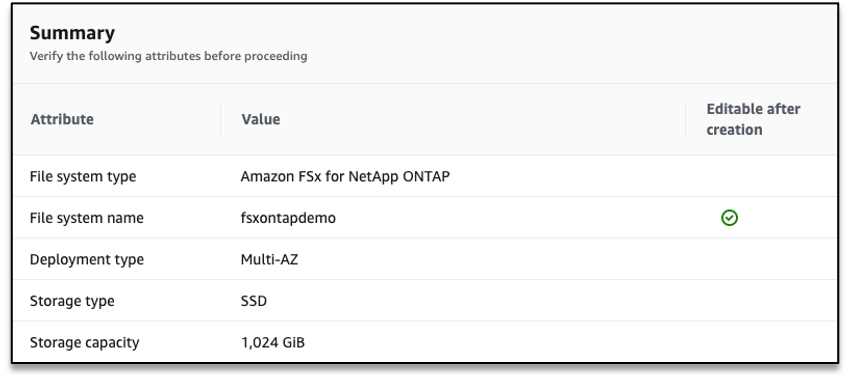 Figure10 Amazon FSx console file system summary