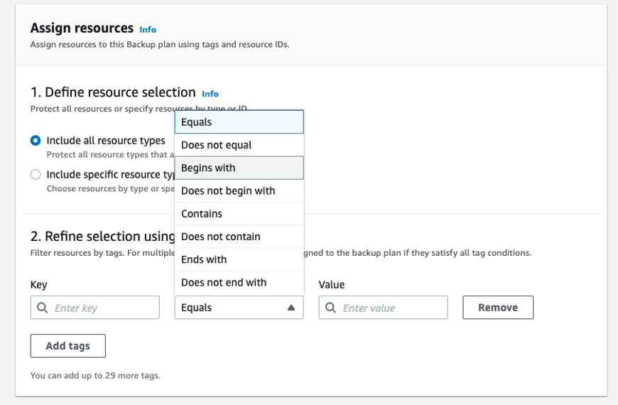 Conditional tag selection