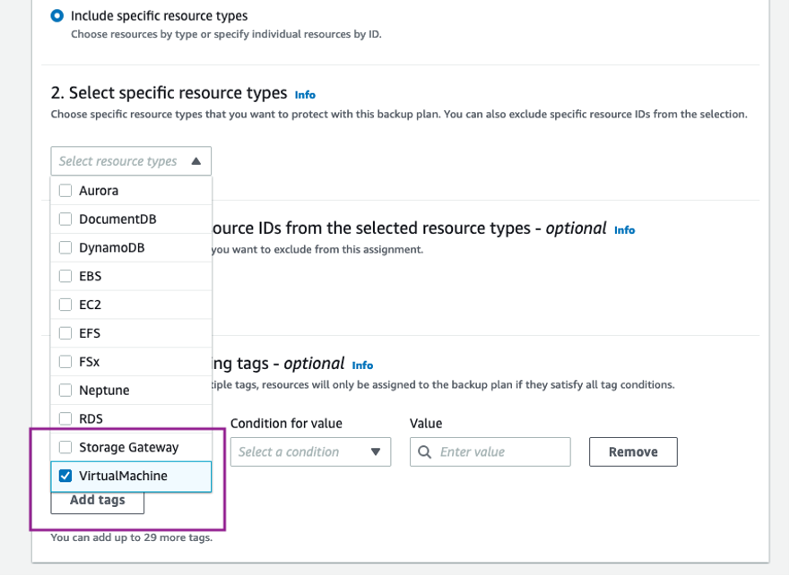 Select VirtualMachine resource type