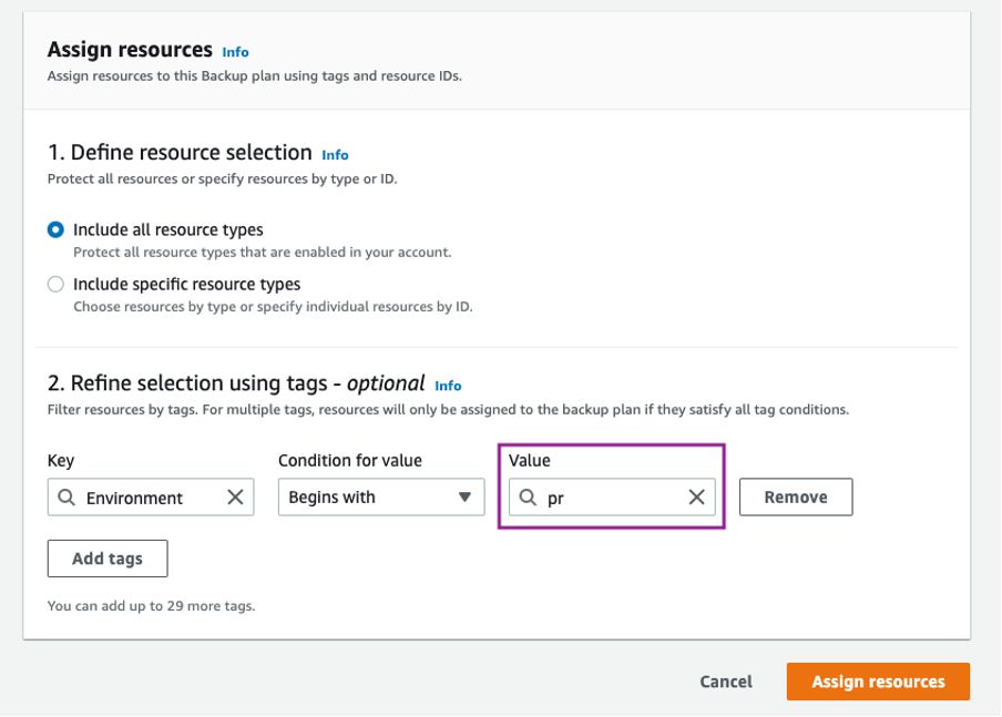 Selection by prefix of a tag