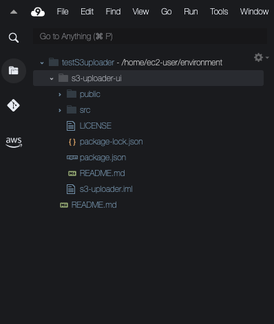 Figure7-View of the AWS Cloud9 IDE file folder structure