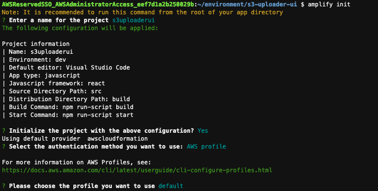 Figure8-Amplify init output after answering the questions