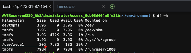 Figure 6 - Output of the command df -h